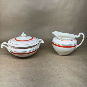 Vintage Johnson Bros “Old English” Covered Sugar Bowl And Creamer Set